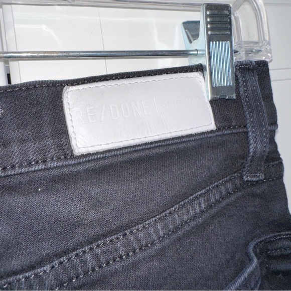 Re/Done Comfort Stretch High Rise Ankle Crop In Black 25 Y2K Grunge Punk - Picture 13 of 15